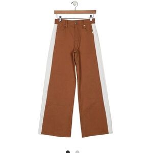Alice + Olivia Brown Wide-Leg Jeans with White Trim